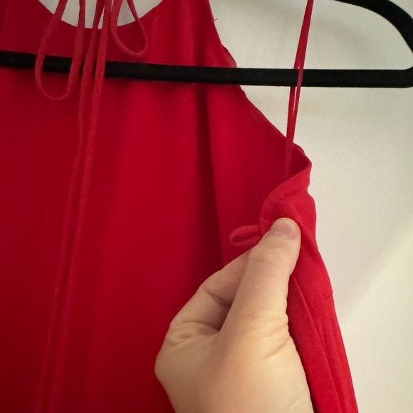 Red Ruffle Halter Gown Size Small - Criss Cross Tie Back - Picture 6 of 7